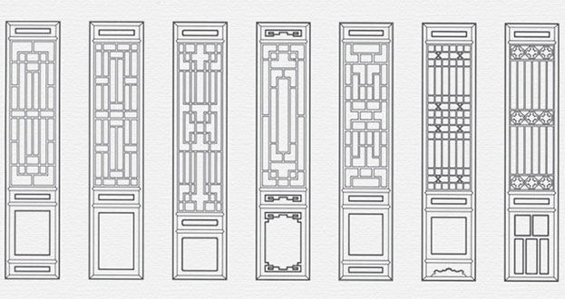 让胡路常用中式仿古花窗图案隔断设计图